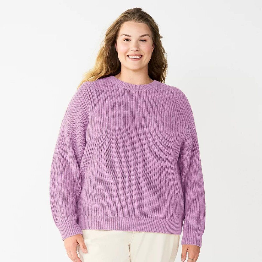 Sonoma Plus Size Women's Lavander Drop Shoulder‎ Sweater